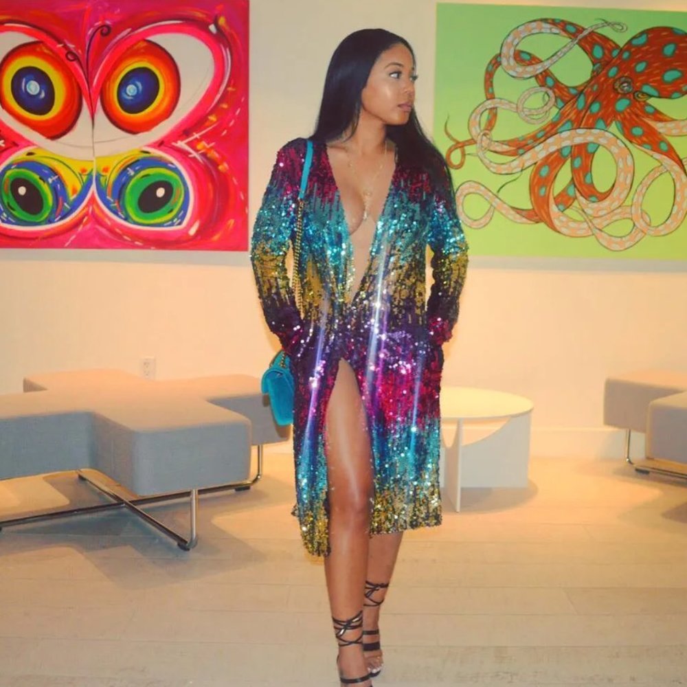 Mina Monroe Sequin Wrap Dress